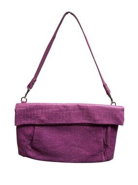 Gianni Chiarini Purple Leather Shoulder Bag Clutch Italy Made Removable Strap